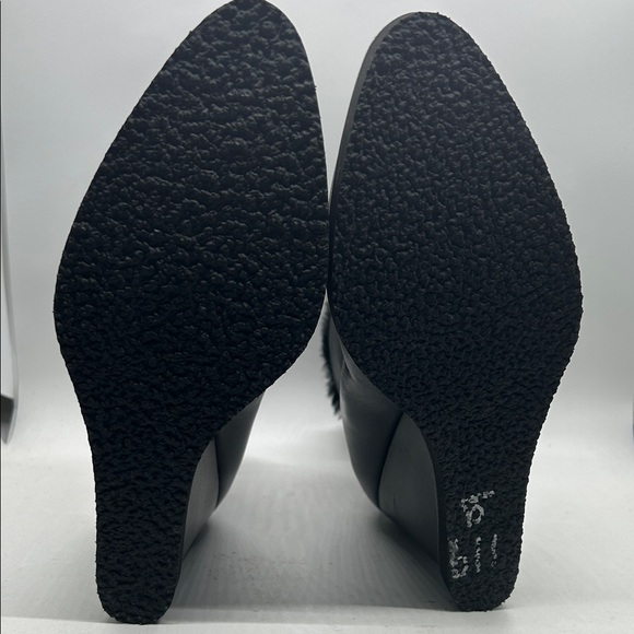 Tamara Mellon Sexy Black Leather Fur Wedge Ankle Boots Shoes **Size 39** 🌹🌹 - Picture 6 of 10